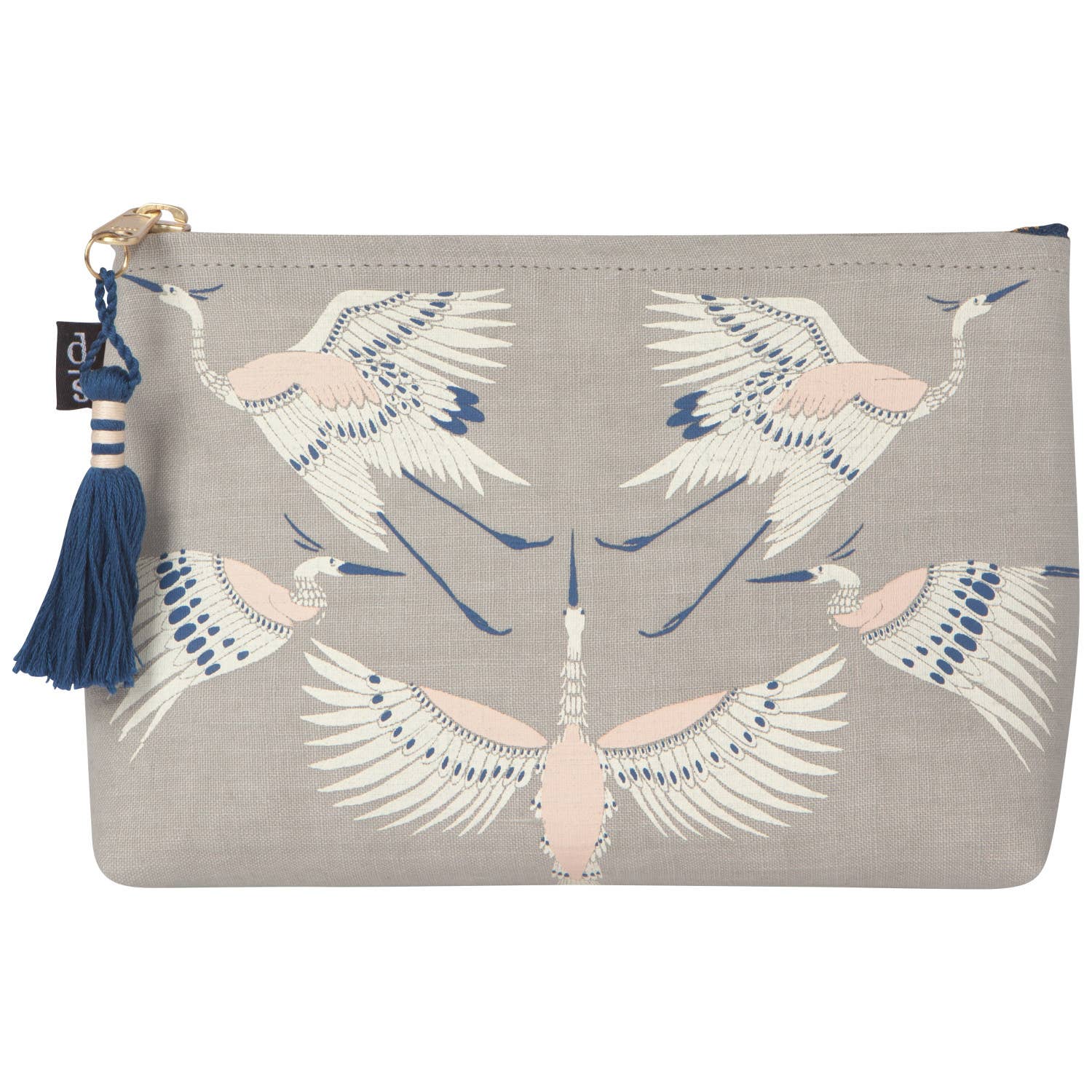 Flight Of Fancy Large Linen Cosmetic Bag | Zipper Pouch Makeup Case Organizer | Gift for Her