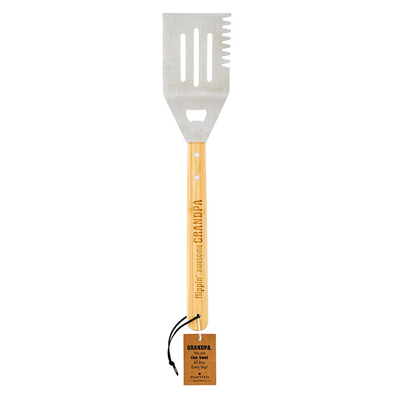 Flippin' Awesome Grandpa Grill Spatula | Bamboo Handle Grilling Tool