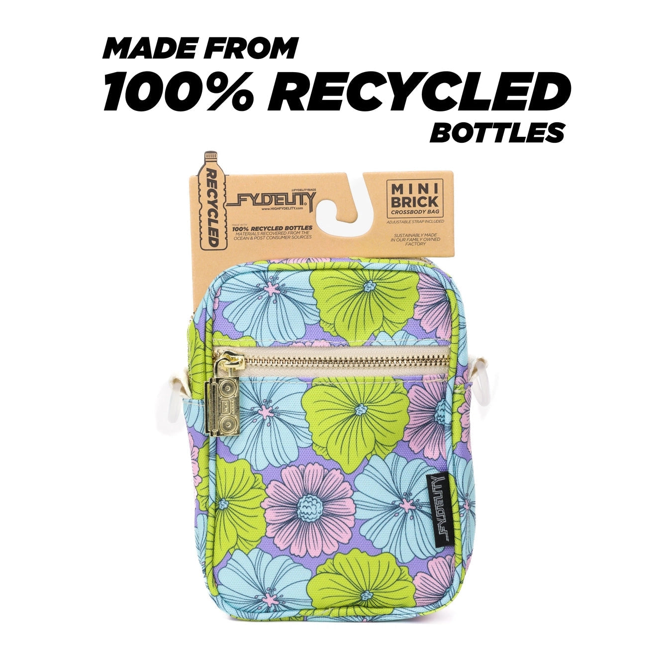 Floral '70s Crossbody Mini Brick Bag | Made of 100% Recycled Bottles