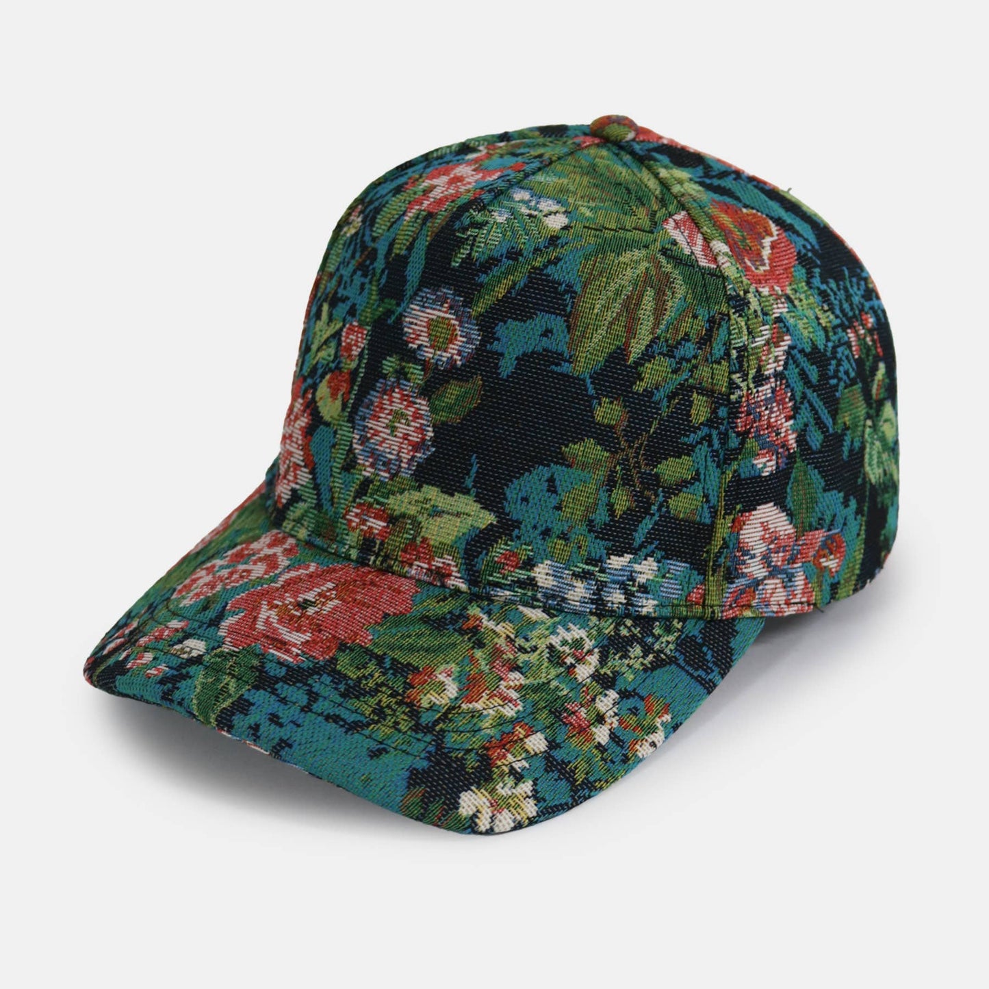 Floral Brocade 5 Panel Baseball Cap | Adjustable Structured Cap | One Size Fits Most