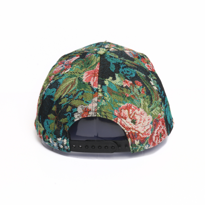 Floral Brocade 5 Panel Baseball Cap | Adjustable Structured Cap | One Size Fits Most