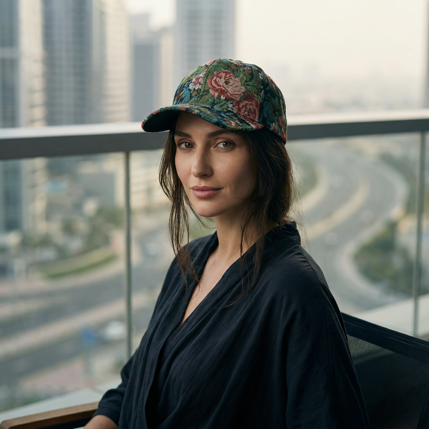 Floral Brocade 5 Panel Baseball Cap | Adjustable Structured Cap | One Size Fits Most