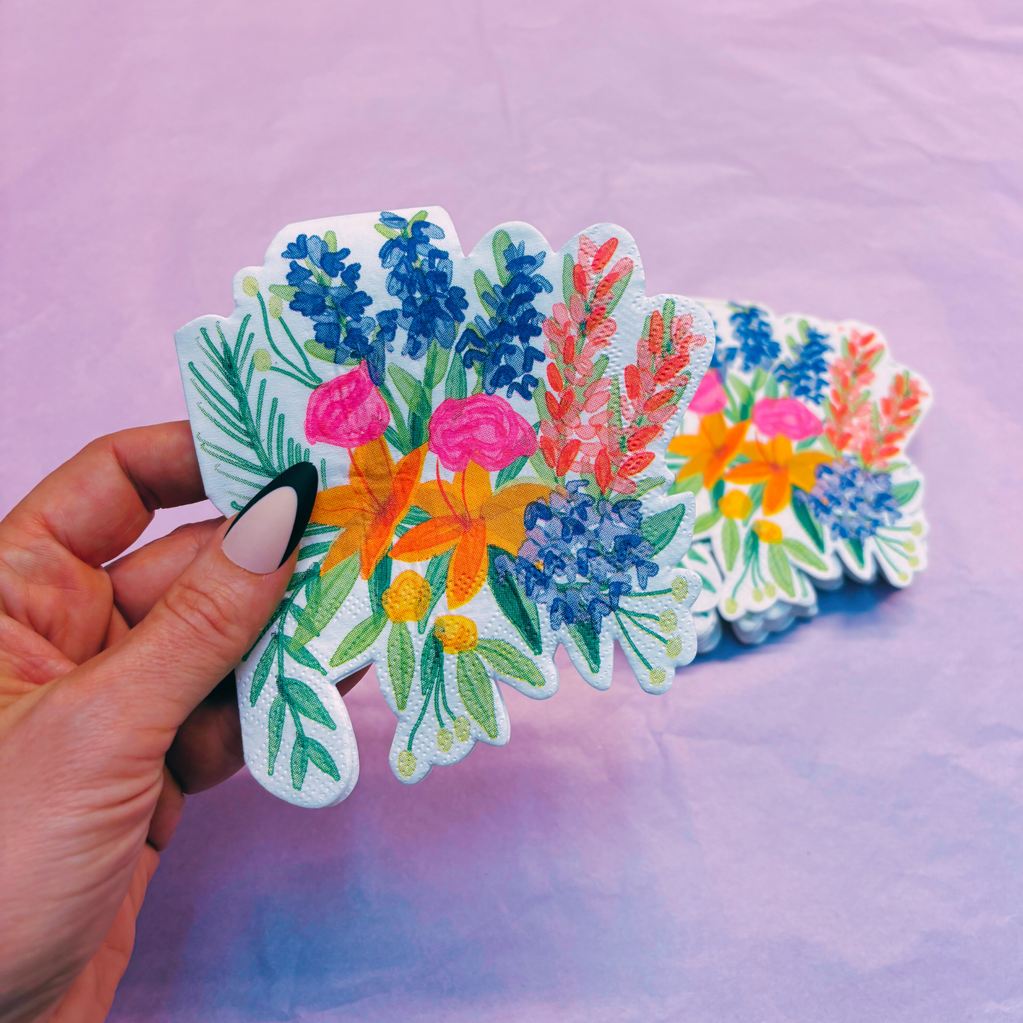 Floral Bunches Shaped Die Cut Party/Beverage/Cocktail Napkins