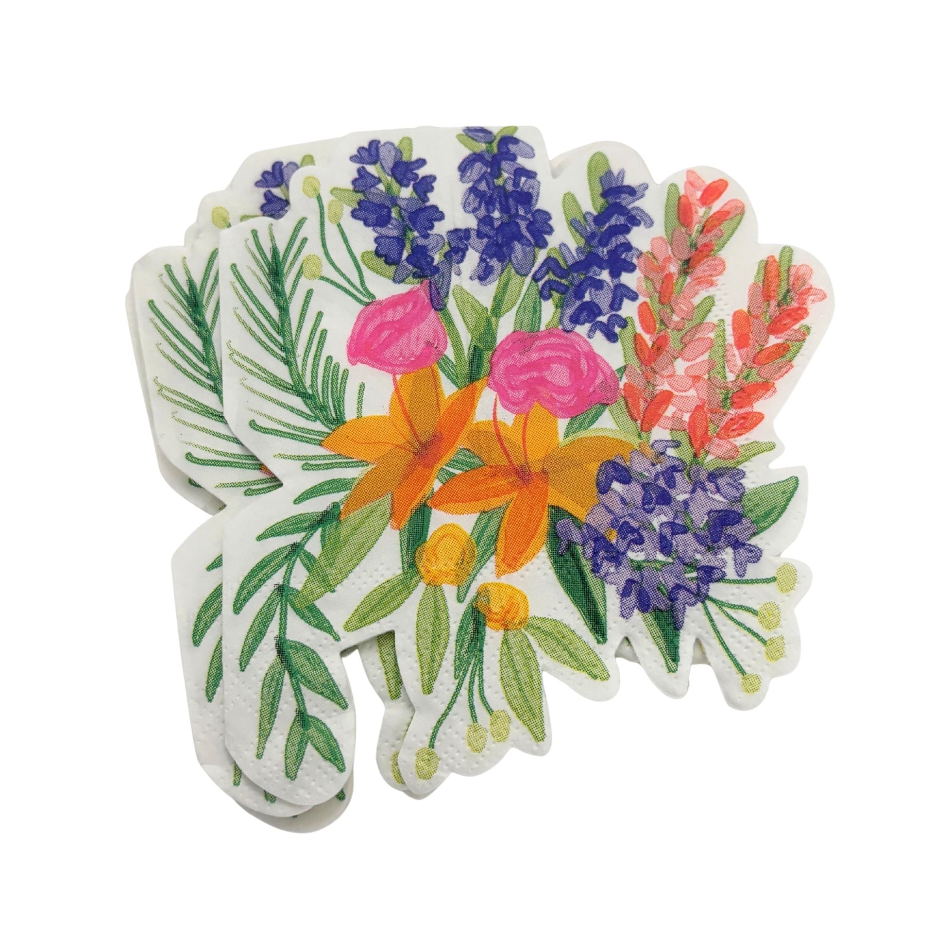 Floral Bunches Shaped Die Cut Party/Beverage/Cocktail Napkins