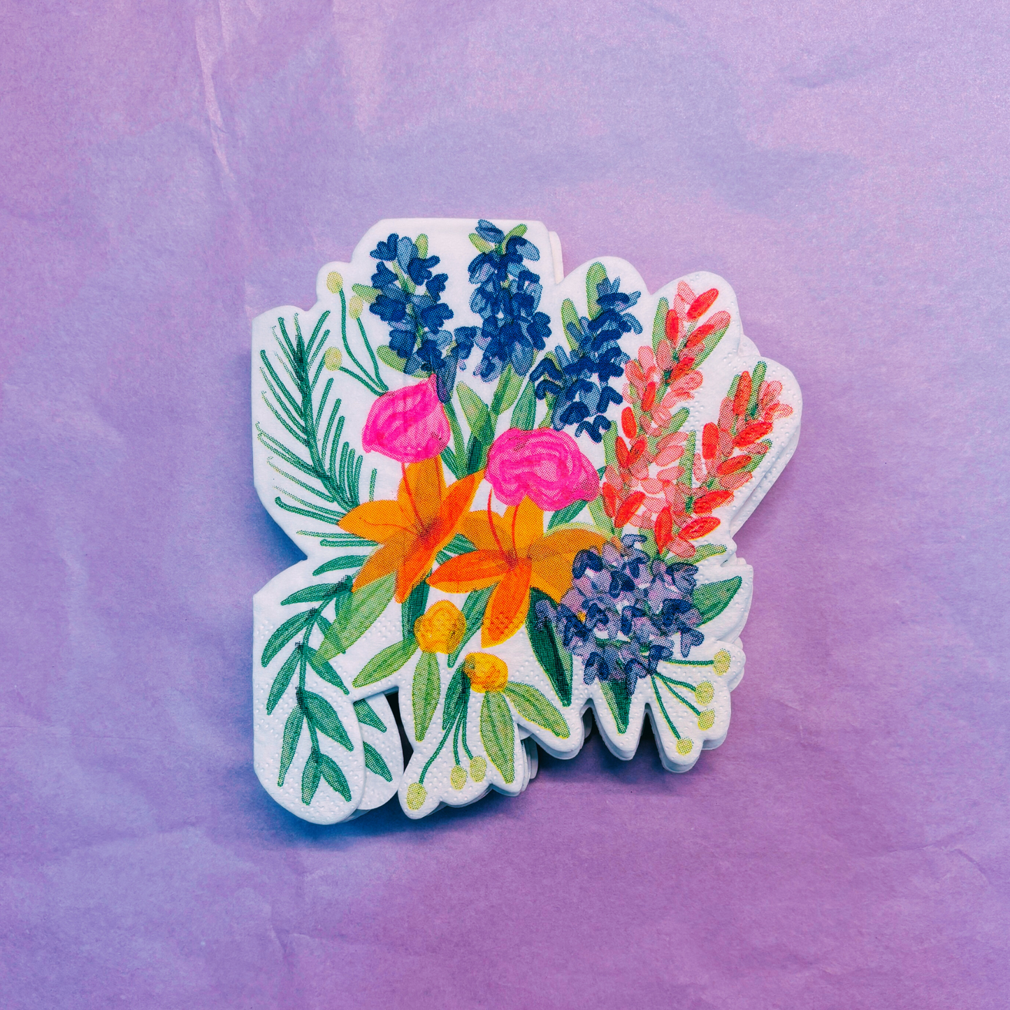 Floral Bunches Shaped Die Cut Party/Beverage/Cocktail Napkins