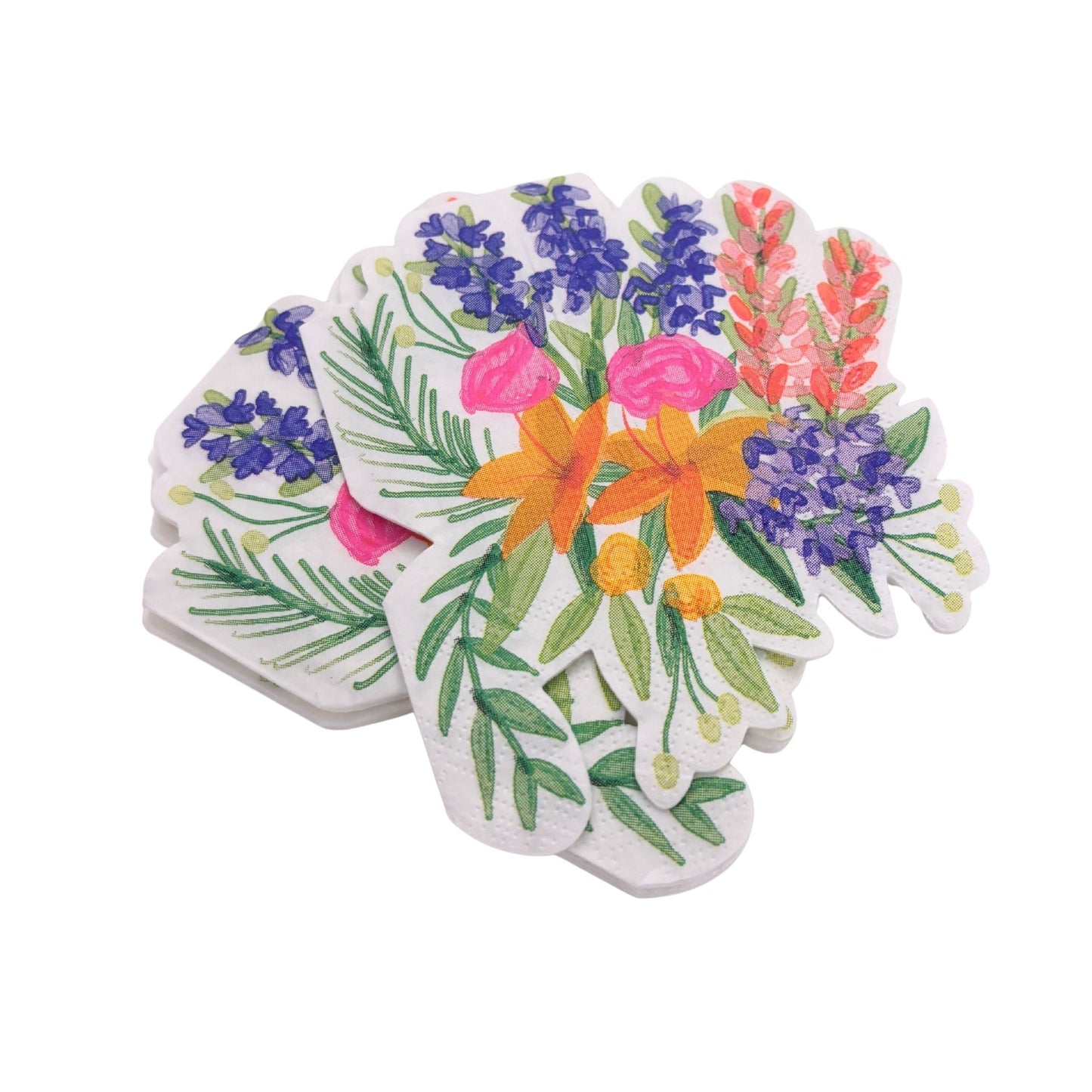 Floral Bunches Shaped Die Cut Party/Beverage/Cocktail Napkins