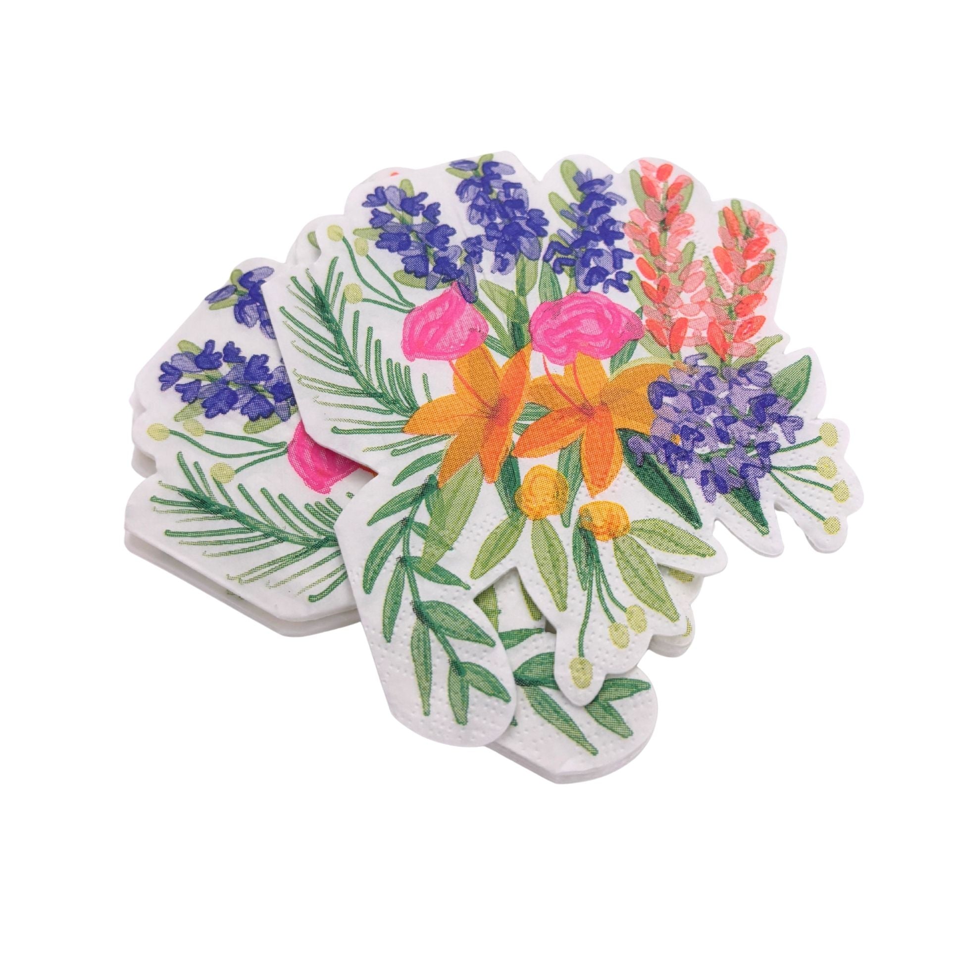 Floral Bunches Shaped Die Cut Party/Beverage/Cocktail Napkins