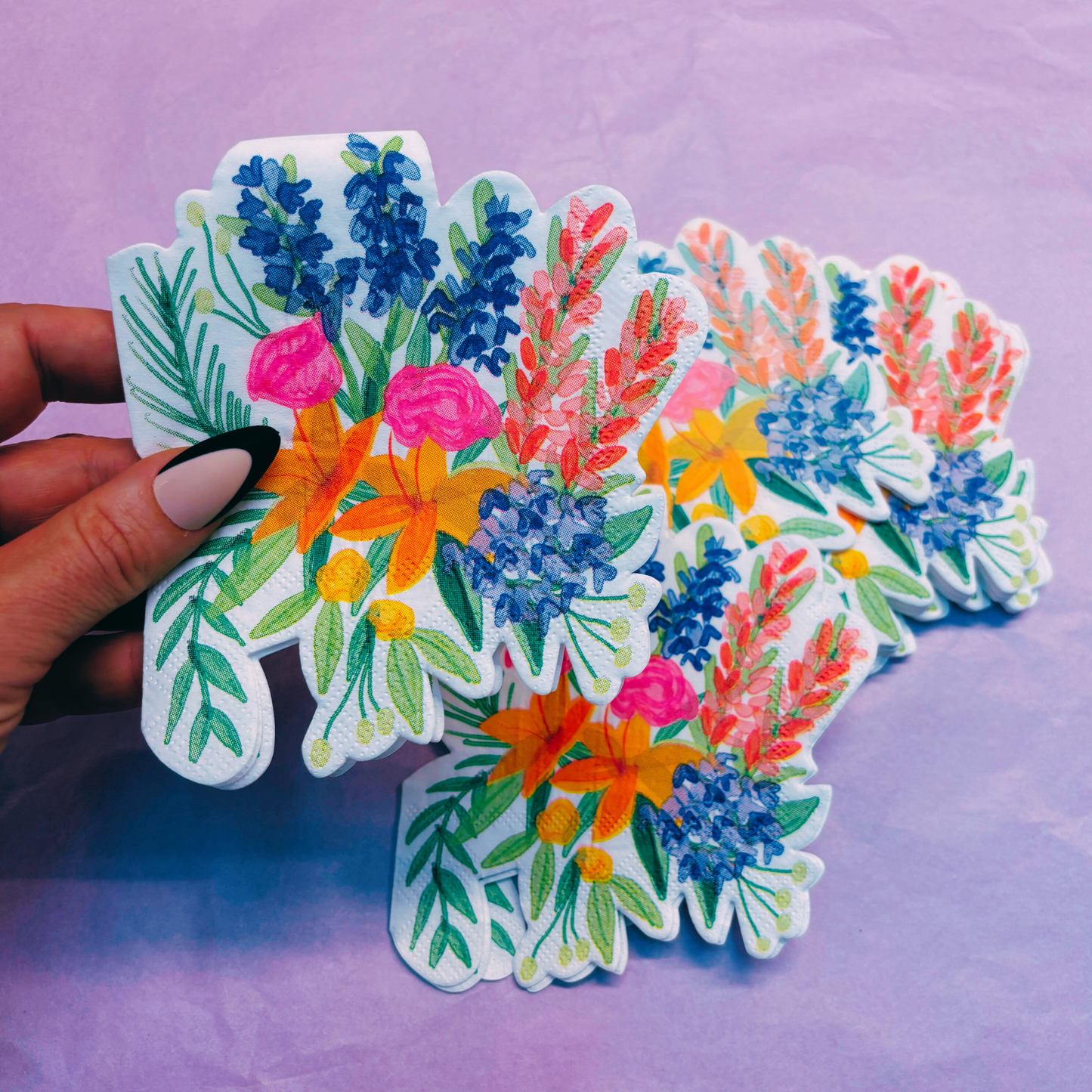 Floral Bunches Shaped Die Cut Party/Beverage/Cocktail Napkins