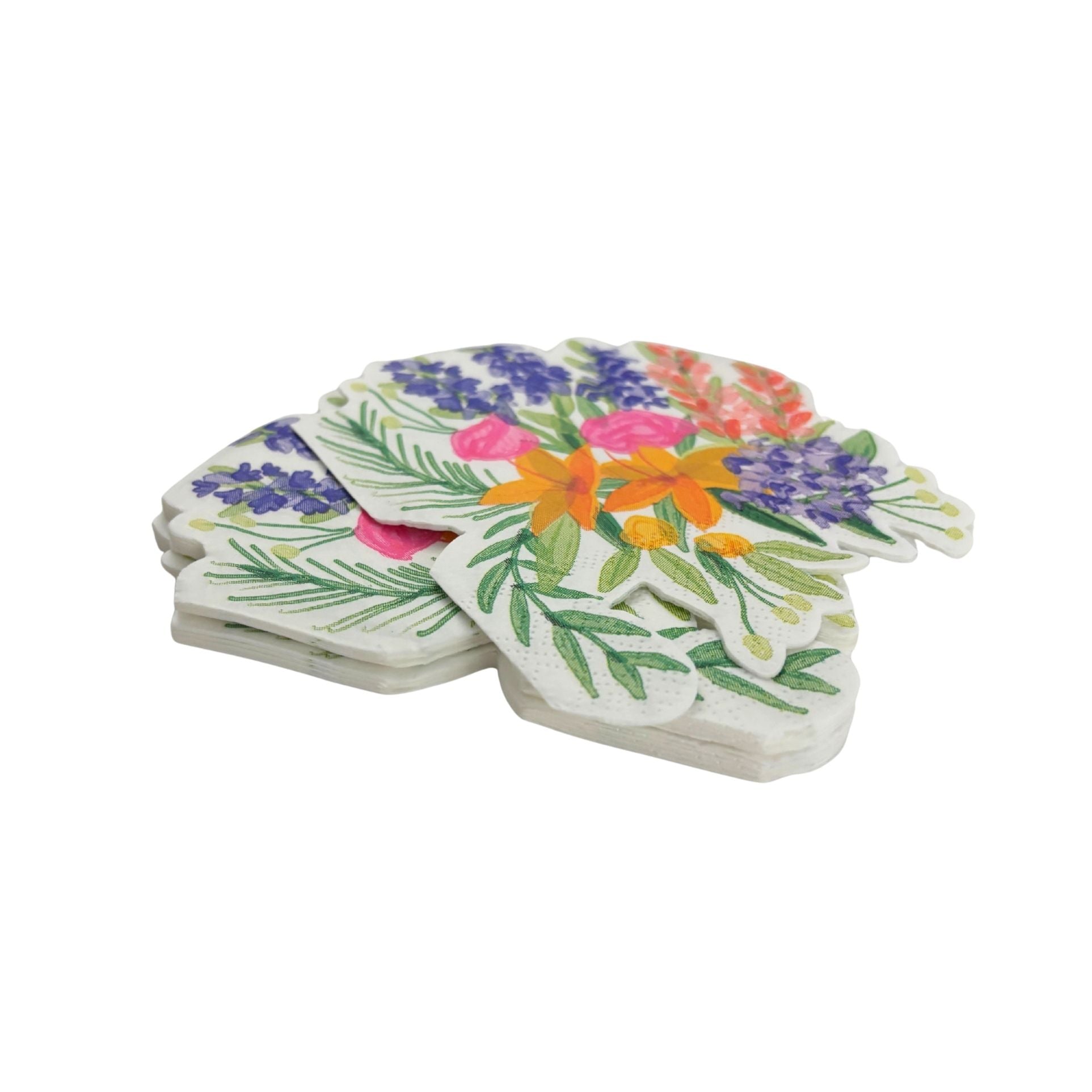 Floral Bunches Shaped Die Cut Party/Beverage/Cocktail Napkins