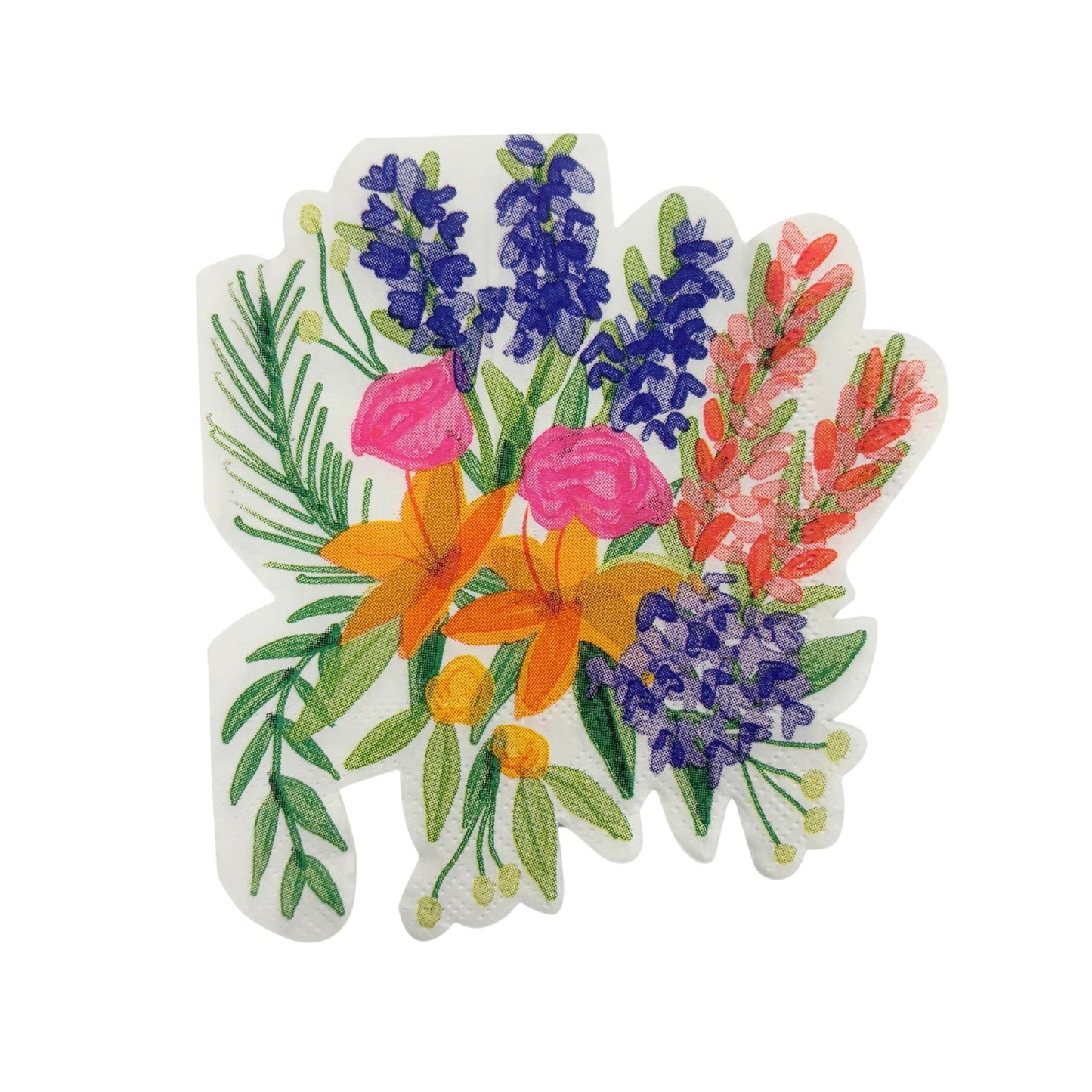 Floral Bunches Shaped Die Cut Party/Beverage/Cocktail Napkins