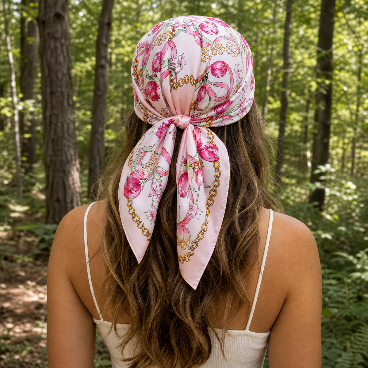 Floral Chain Print Silk-Finish Scarf-JOSSLYN by Wall to Wall-The Bullish Store