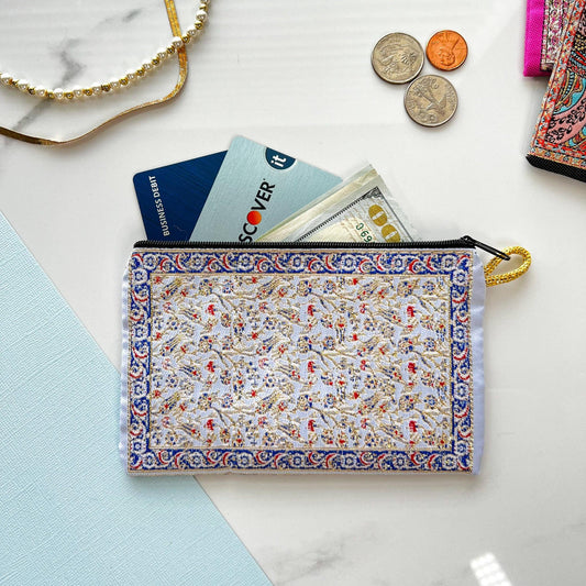 Floral Coin Purse Boho Fabric Pouch | Handmade in Turkey | 4" x 5"
