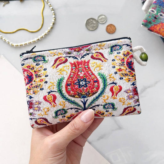 Floral Coin Purse Zipper Pouch | Handmade in Turkey | 4" x 5"