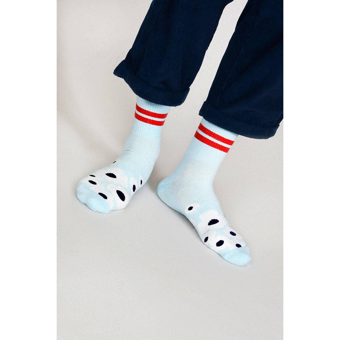 Floral Crew Socks | Men's Cushioned Crew Socks with Arch Support | Breathable Combed Cotton Socks Size 9–12