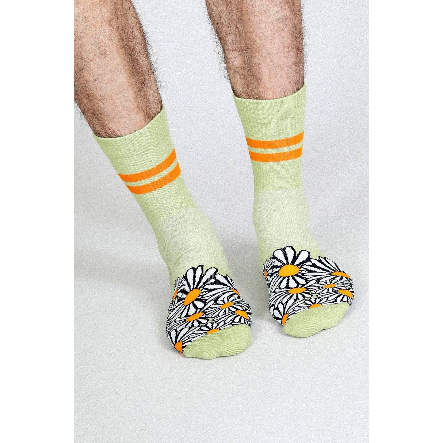 Floral Crew Socks | Men's Cushioned Crew Socks with Arch Support | Breathable Combed Cotton Socks Size 9–12