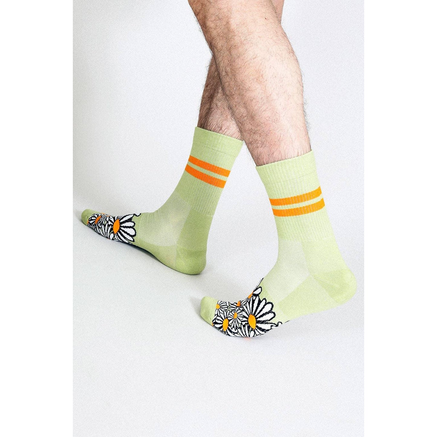 Floral Crew Socks | Men's Cushioned Crew Socks with Arch Support | Breathable Combed Cotton Socks Size 9–12