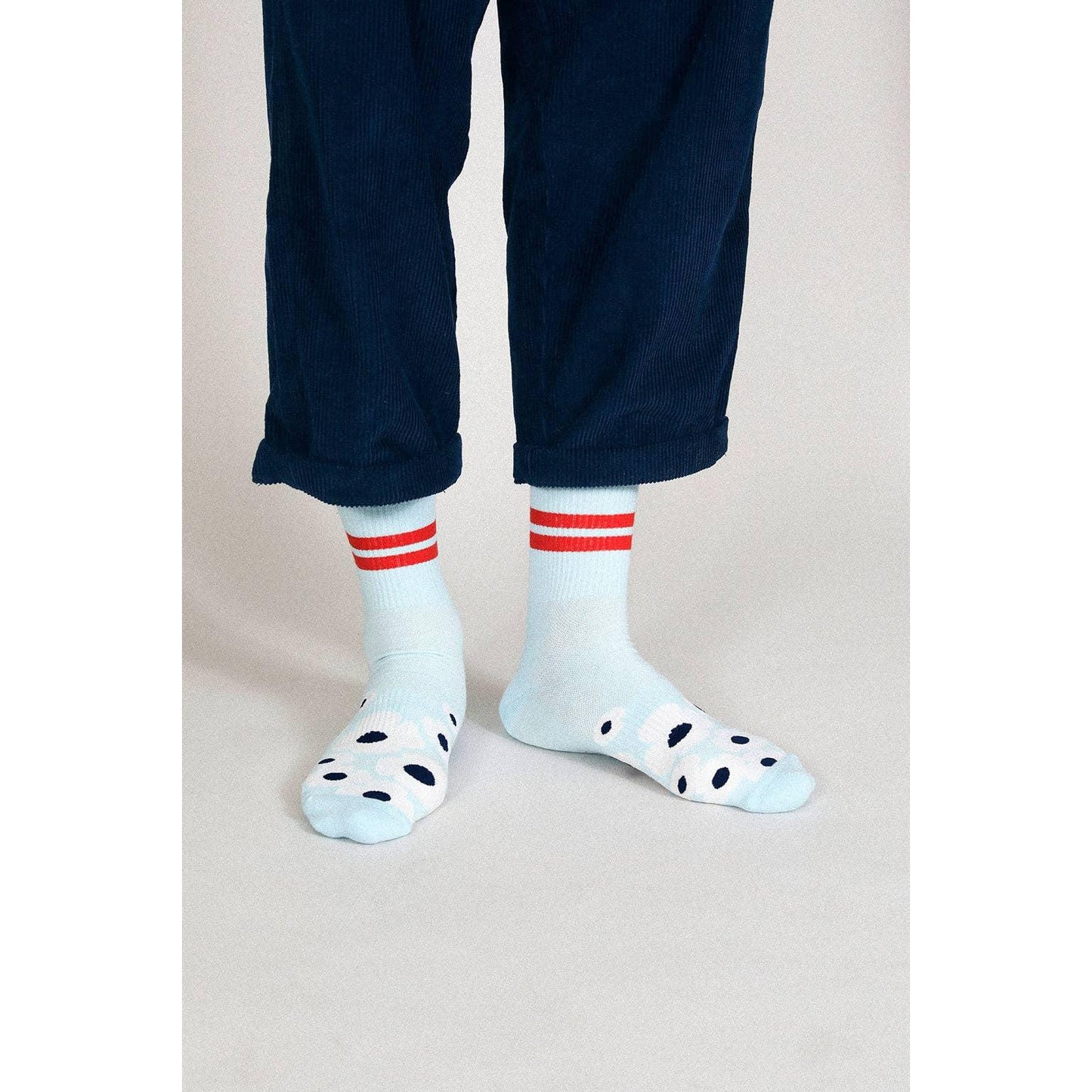 Floral Crew Socks | Men's Cushioned Crew Socks with Arch Support | Breathable Combed Cotton Socks Size 9–12