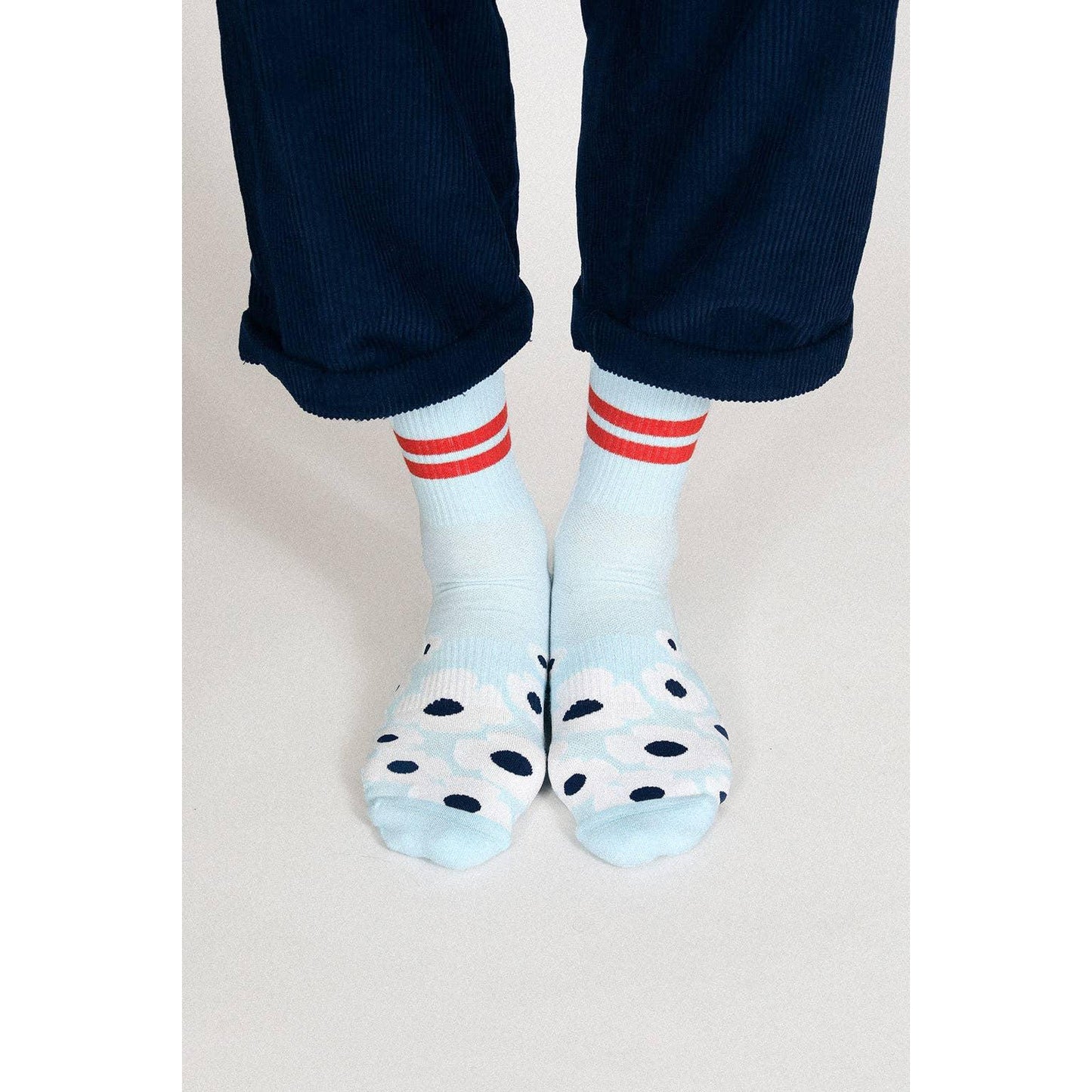 Floral Crew Socks | Men's Cushioned Crew Socks with Arch Support | Breathable Combed Cotton Socks Size 9–12