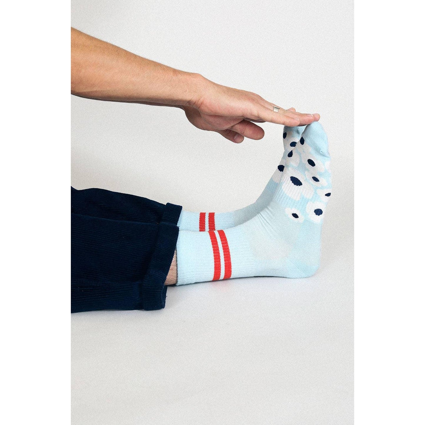 Floral Crew Socks | Men's Cushioned Crew Socks with Arch Support | Breathable Combed Cotton Socks Size 9–12