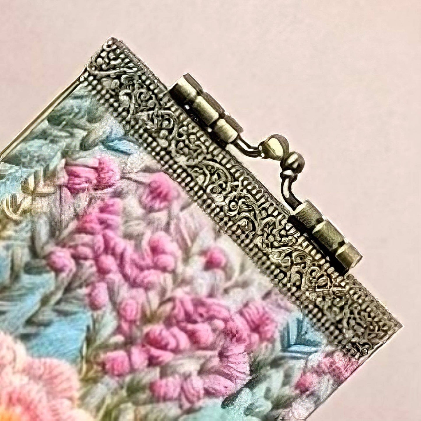 Floral Digital Embroidery Print Card Holder | RFID Blocking Wallet