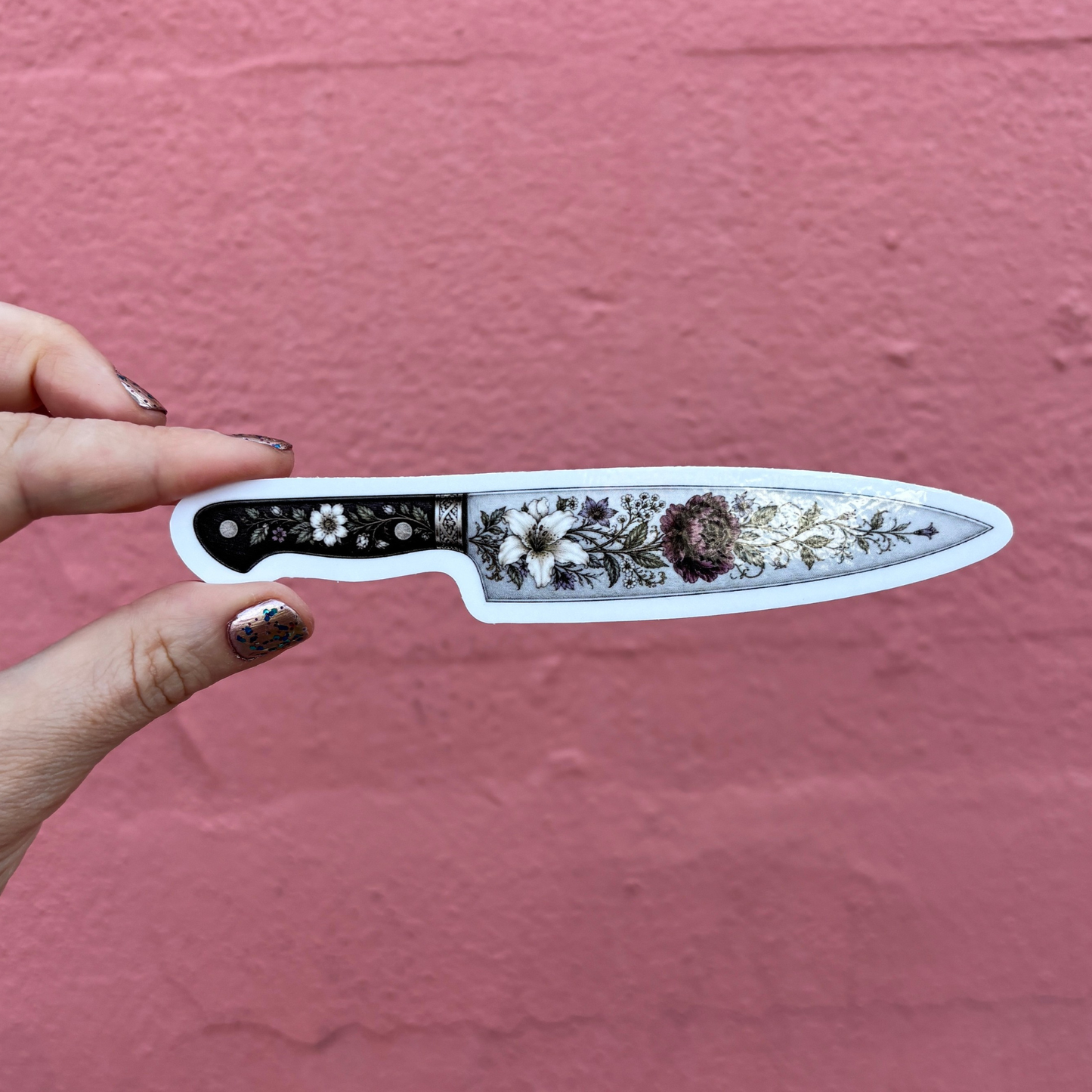 Floral Knife Die Cut Extra-Long Sticker | Knifecore Botanical | 5.6" x 1.1"