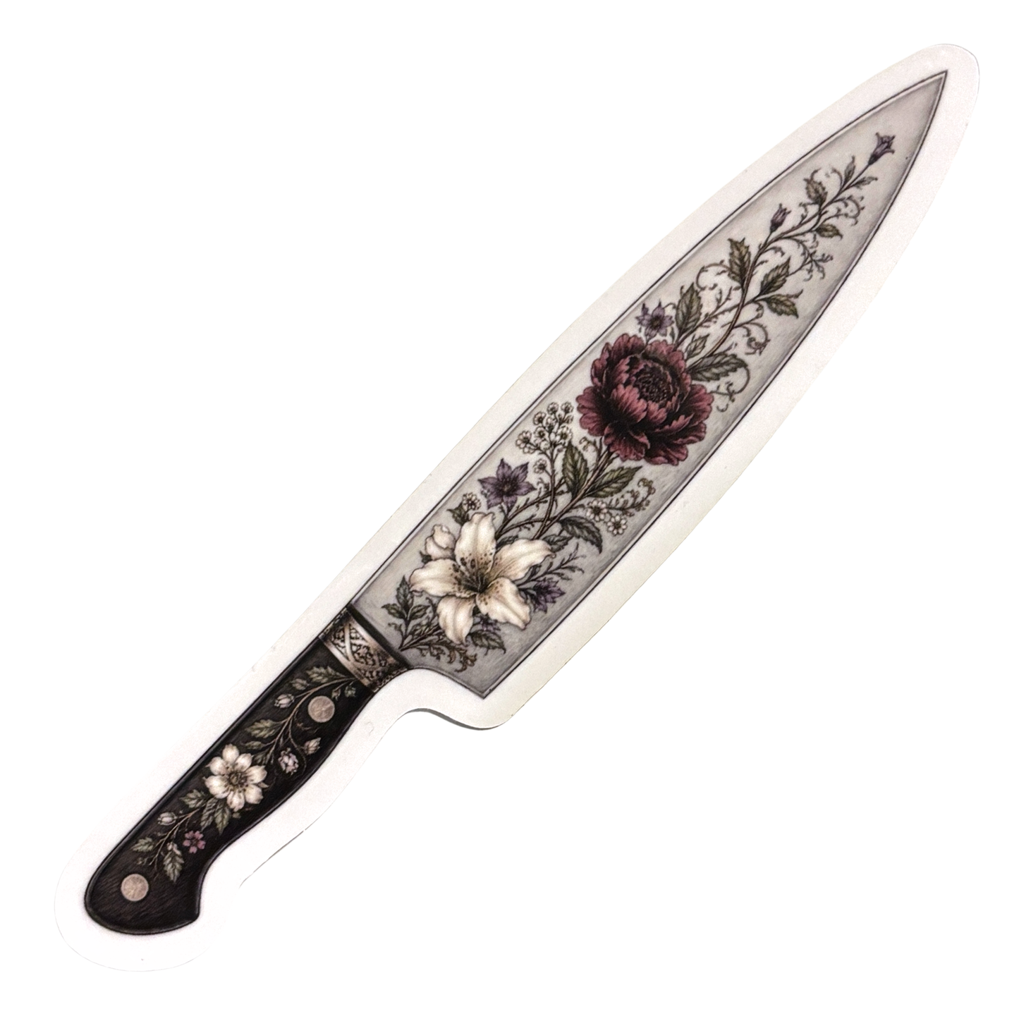 Floral Knife Die Cut Extra-Long Sticker | Knifecore Botanical | 5.6" x 1.1"