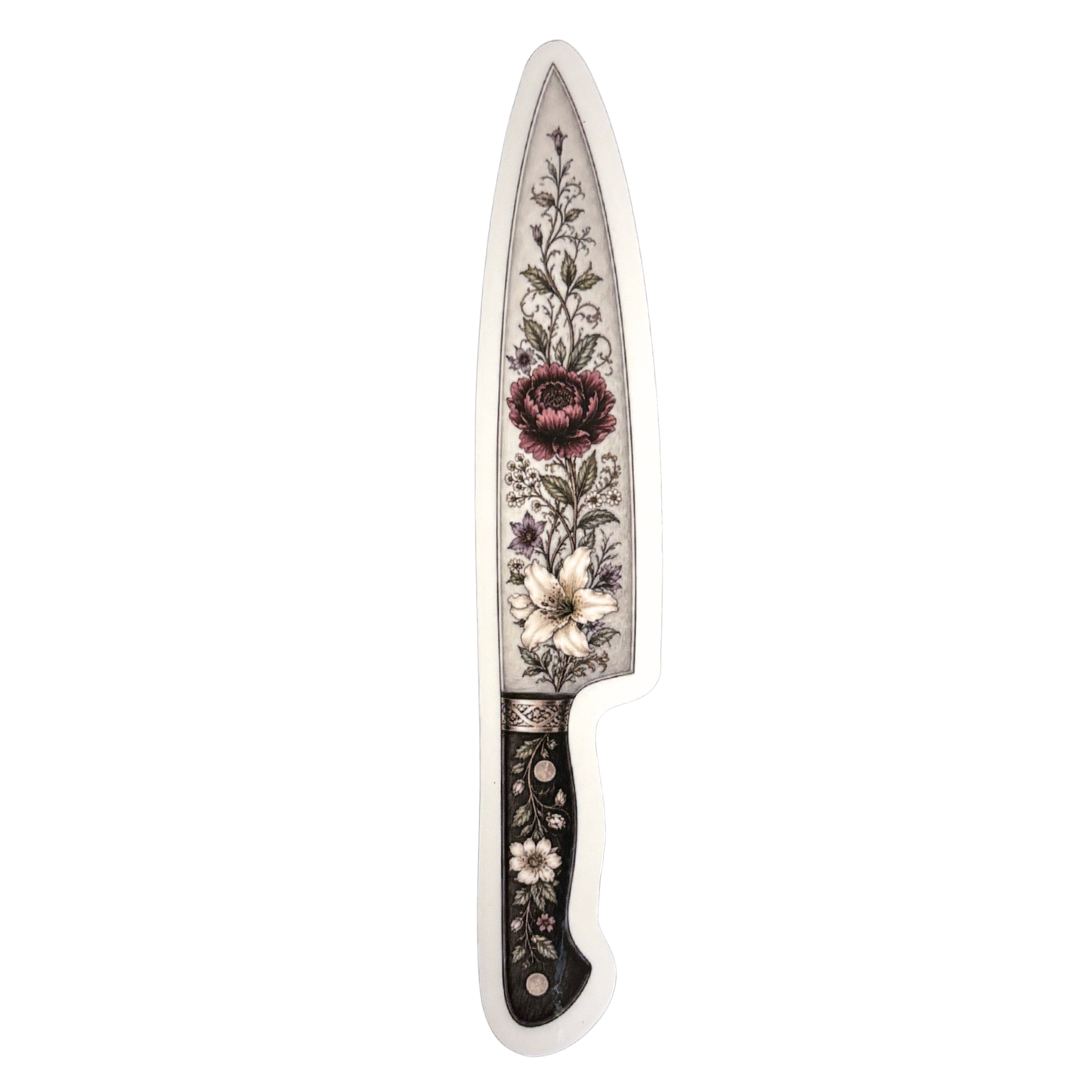 Floral Knife Die Cut Extra-Long Sticker | Knifecore Botanical | 5.6" x 1.1"