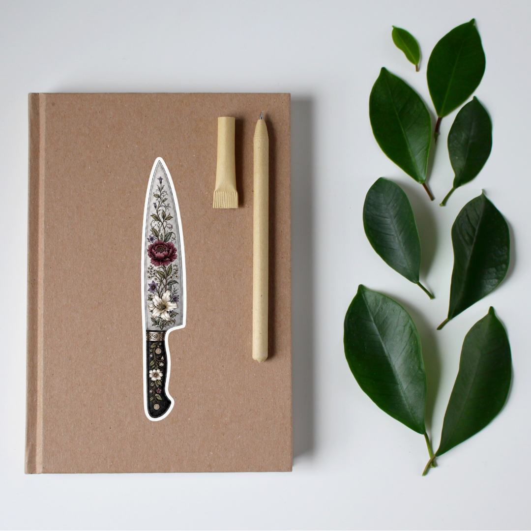 Floral Knife Die Cut Extra-Long Sticker | Knifecore Botanical | 5.6" x 1.1"