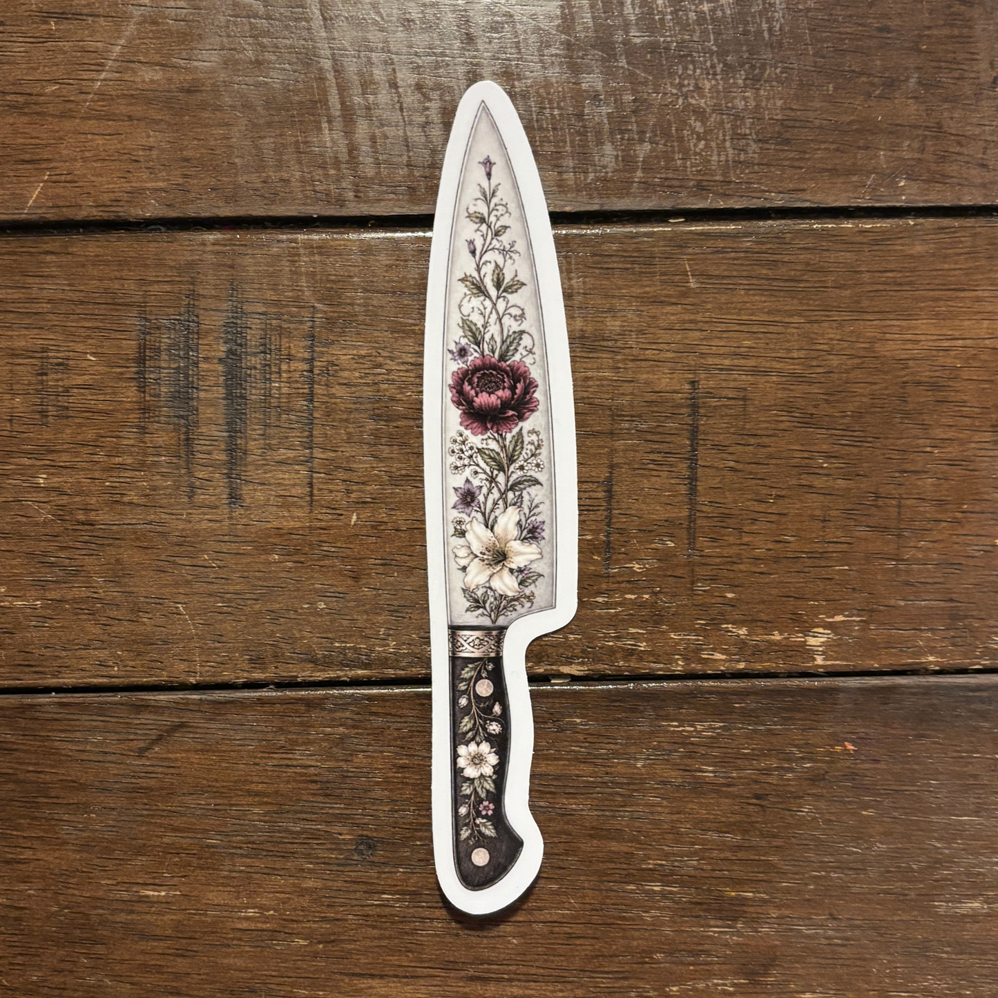 Floral Knife Die Cut Extra-Long Sticker | Knifecore Botanical | 5.6" x 1.1"