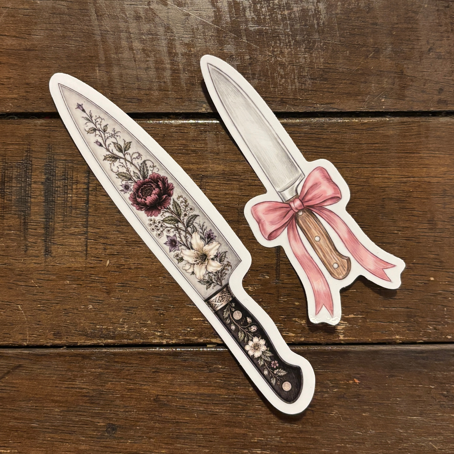 Floral Knife Die Cut Extra-Long Sticker | Knifecore Botanical | 5.6" x 1.1"