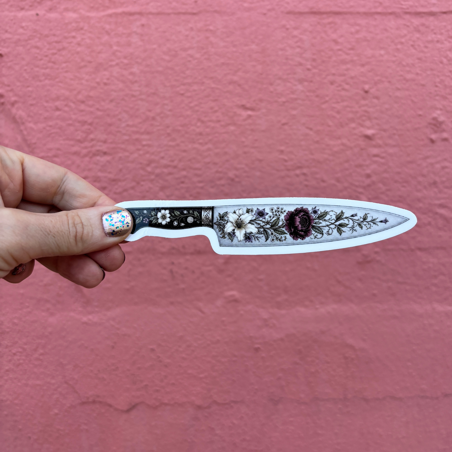 Floral Knife Die Cut Extra-Long Sticker | Knifecore Botanical | 5.6" x 1.1"