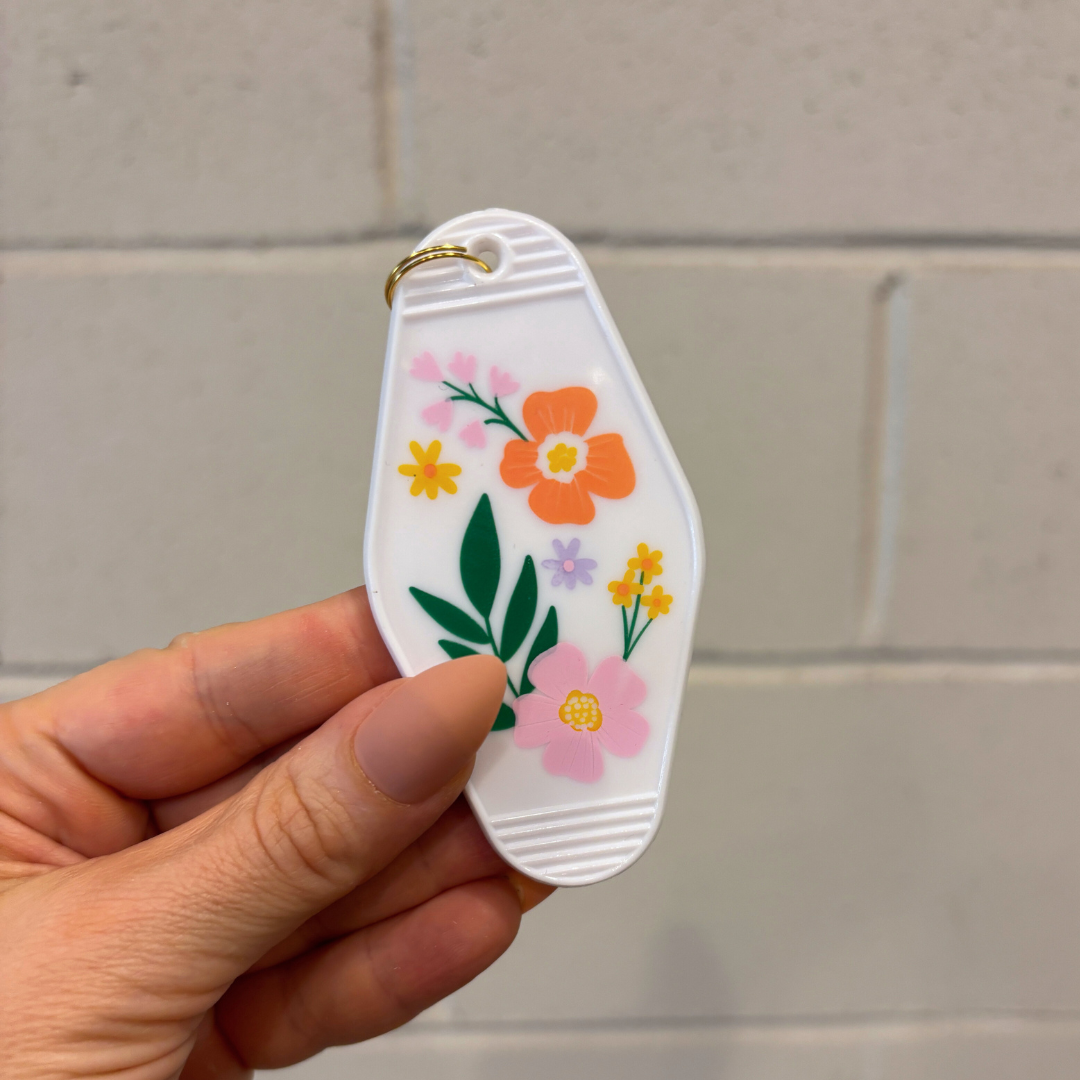 Floral Motel Key Tag | Acrylic with Gold Hardware