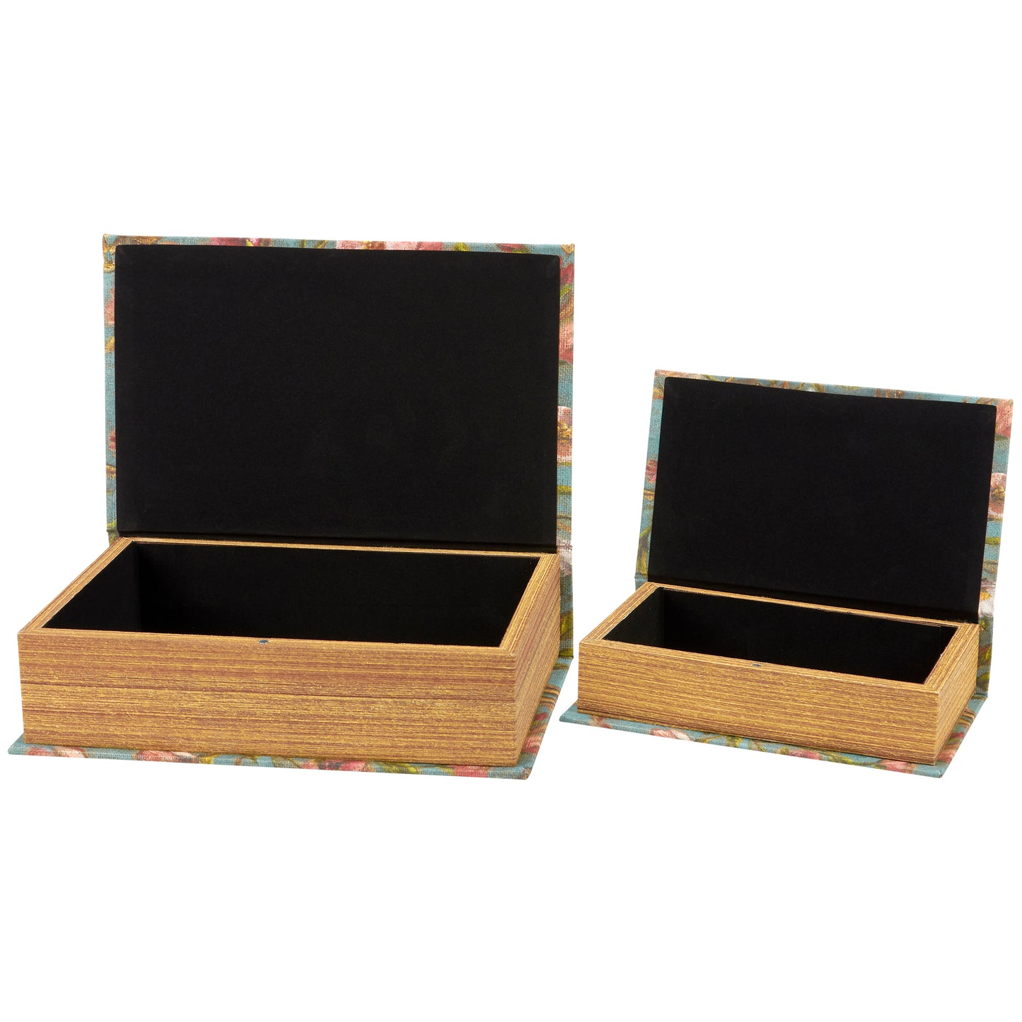 Floral Nouveau Book Box Set Of 2 | Vintage Designs Book Shaped Trinket Storage Box
