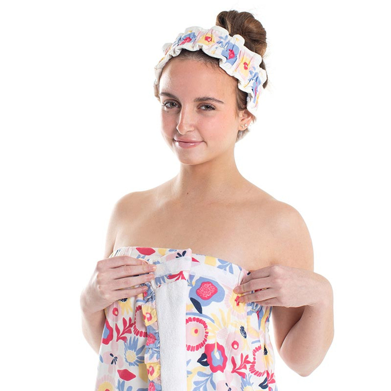 Floral Pop Spa Wrap and Headband Set | Bath Body Towel Shower
