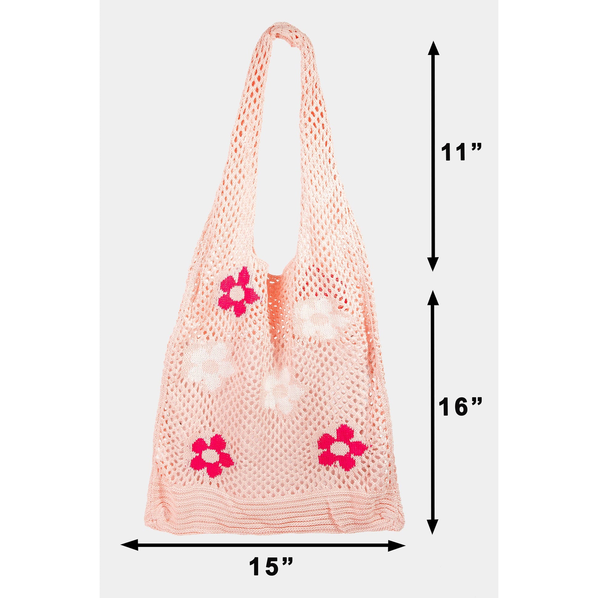 Floral Print Soft Knitted Tote Bag in Groovy Pink