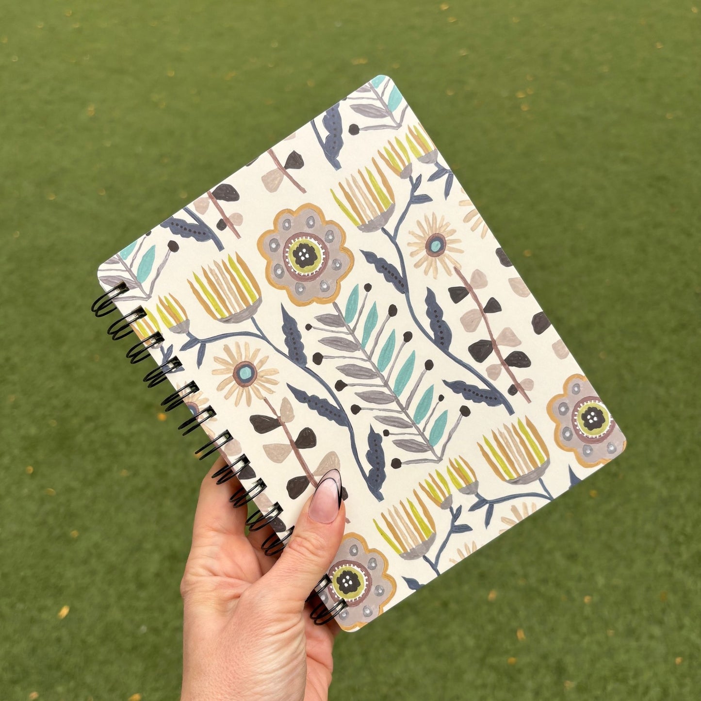 Floral Spiral Notebook | Double-sided 120 Lined Pages Folk Art Style Journal