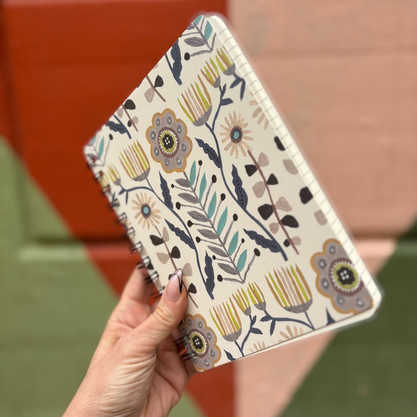 Floral Spiral Notebook | Double-sided 120 Lined Pages Folk Art Style Journal