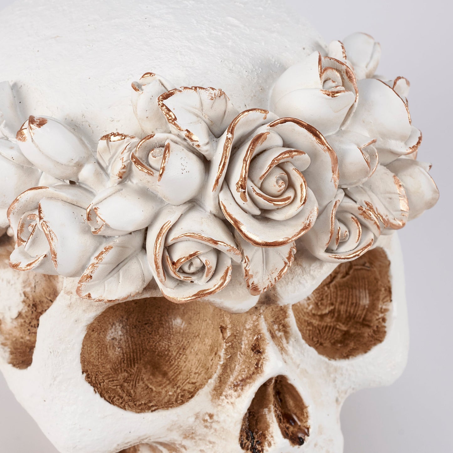 Flower Crown Skull Decor | Human Head Sculpture Figurine