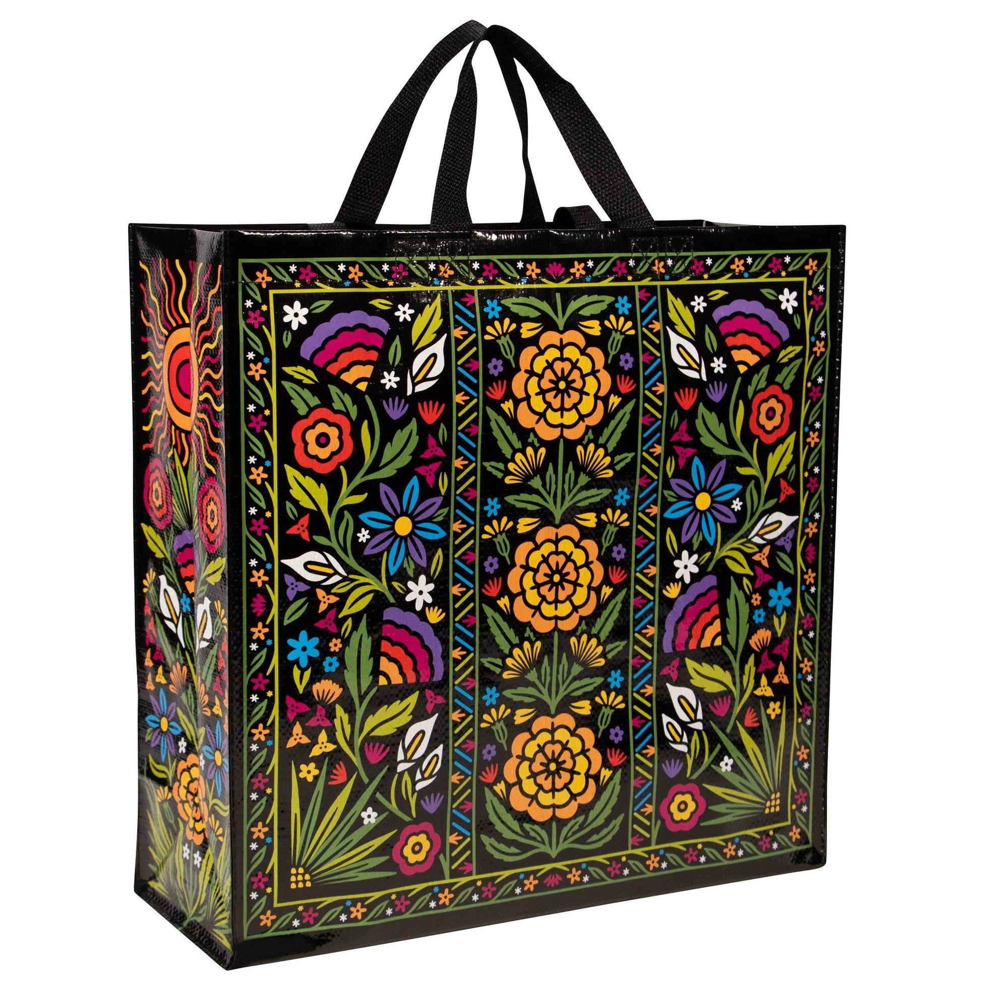 Flower Fest Shopper Tote Bag | Recycled Material Shopping Bag | 15" x 16" | BlueQ at GetBullish