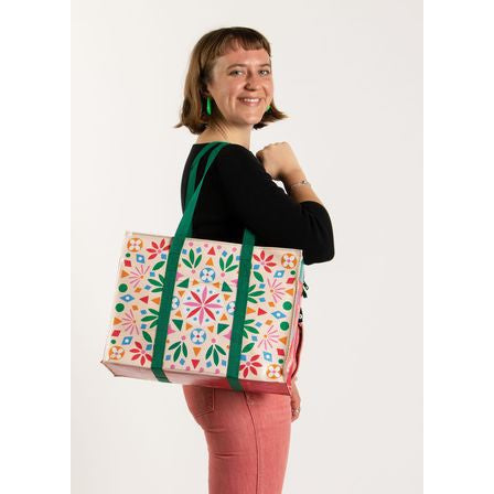 Flower Folk Shoulder Tote Bag | 11" x 15" | BlueQ at GetBullish