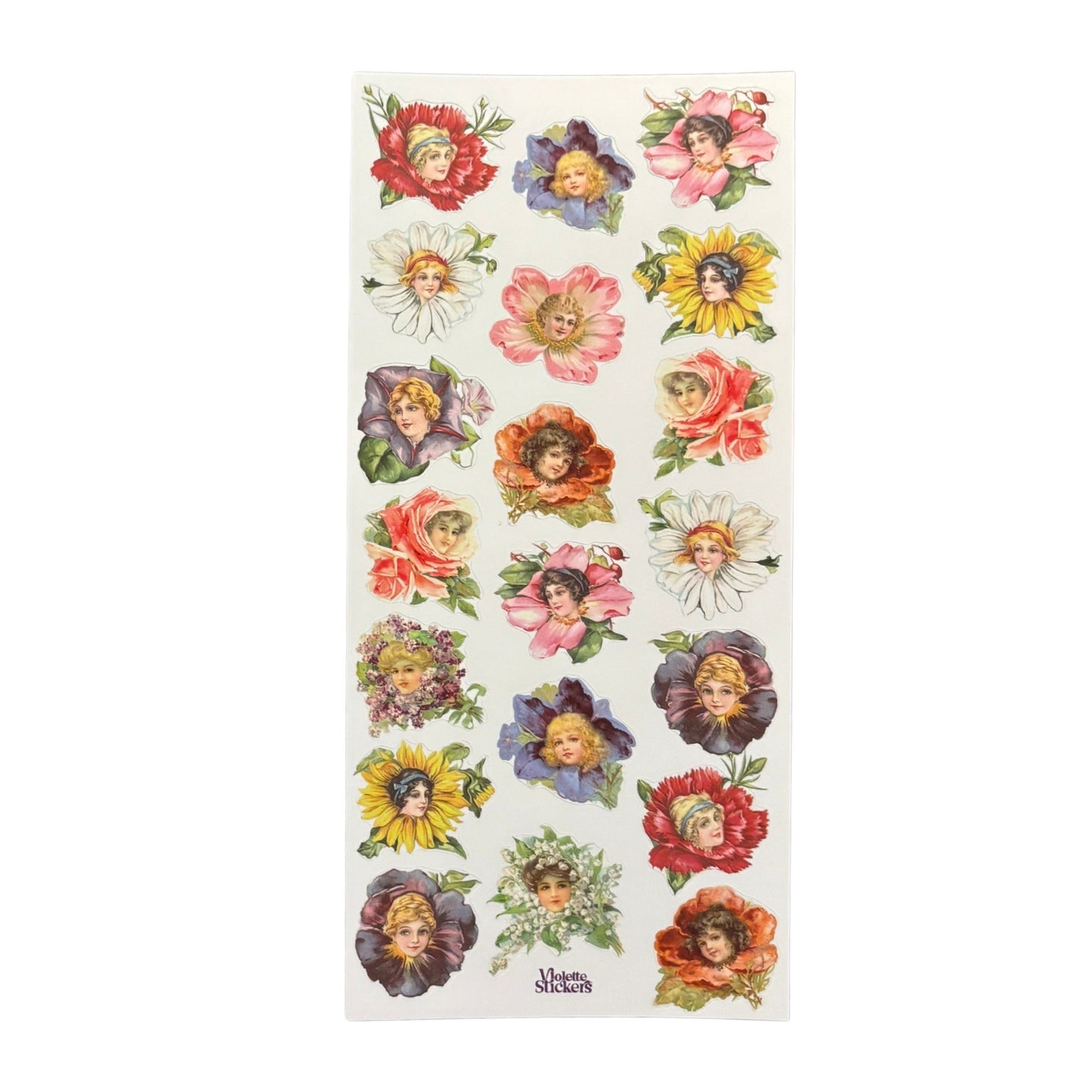 Flower Petal Ladies Clear Stickers | 4" x 8" | 2 Sheets-Violette Stickers-The Bullish Store
