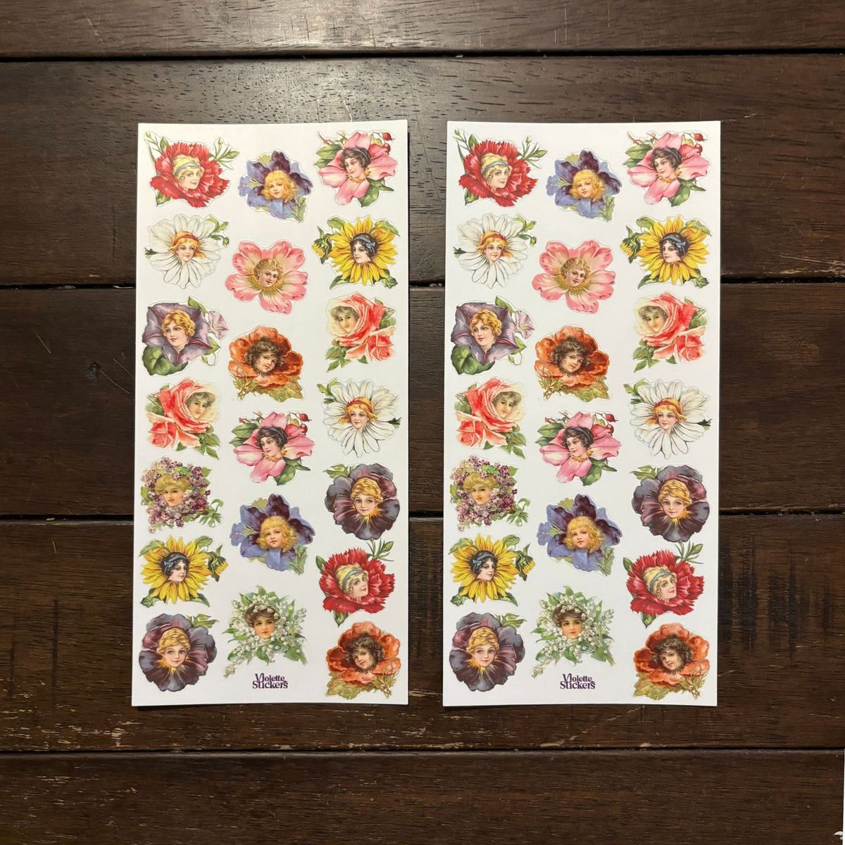 Flower Petal Ladies Clear Stickers | 4" x 8" | 2 Sheets-Violette Stickers-The Bullish Store