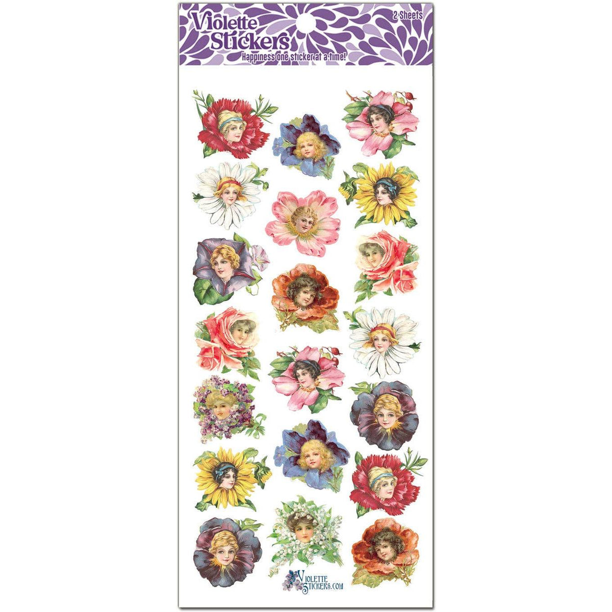 Flower Petal Ladies Clear Stickers | 4" x 8" | 2 Sheets-Violette Stickers-The Bullish Store