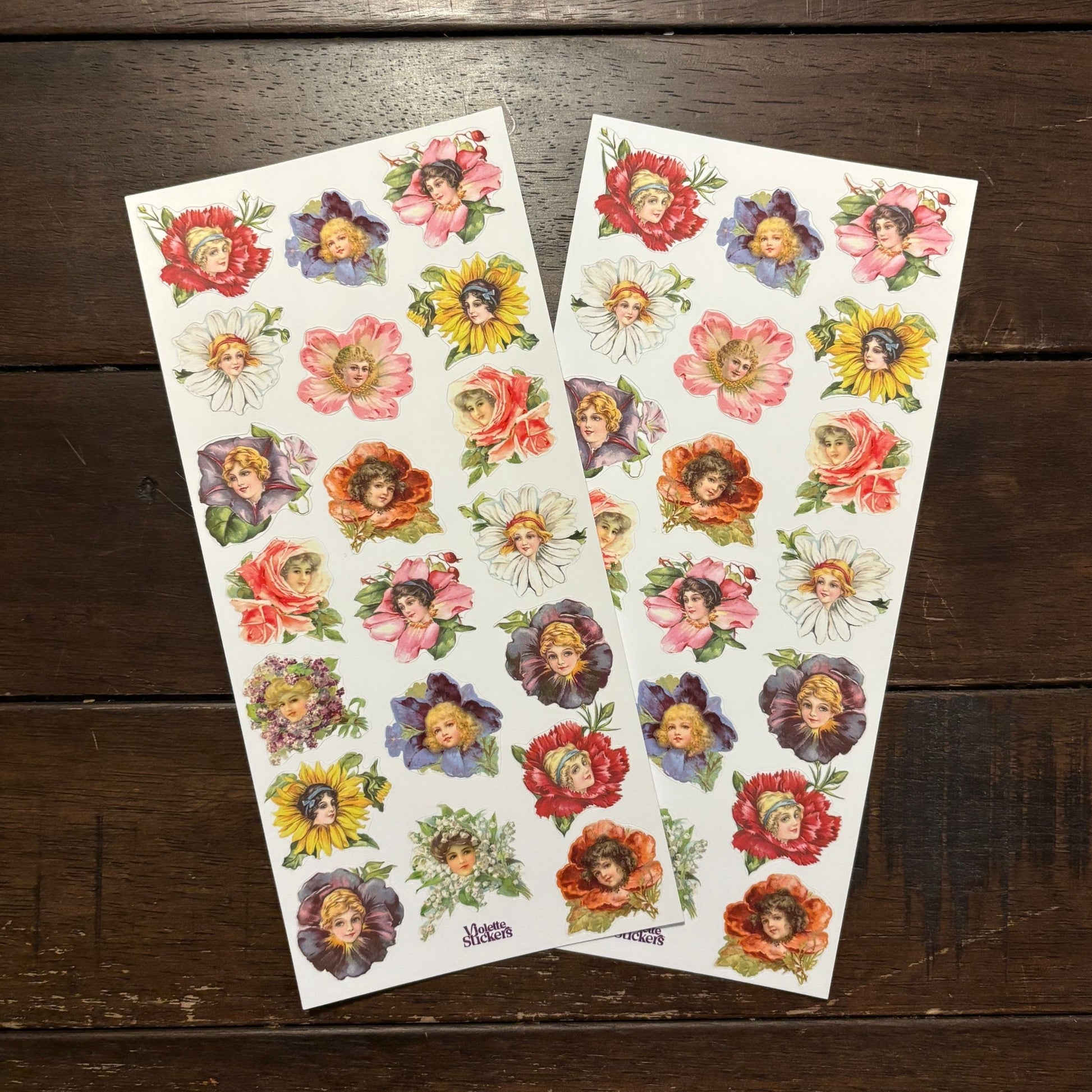 Flower Petal Ladies Clear Stickers | 4" x 8" | 2 Sheets-Violette Stickers-The Bullish Store