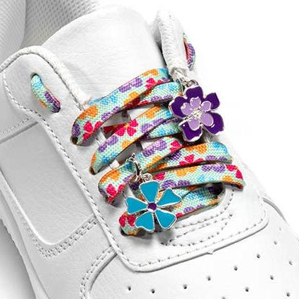 Flower Power Shoelaces with Charms Set | Shoe Strings with Charms Set