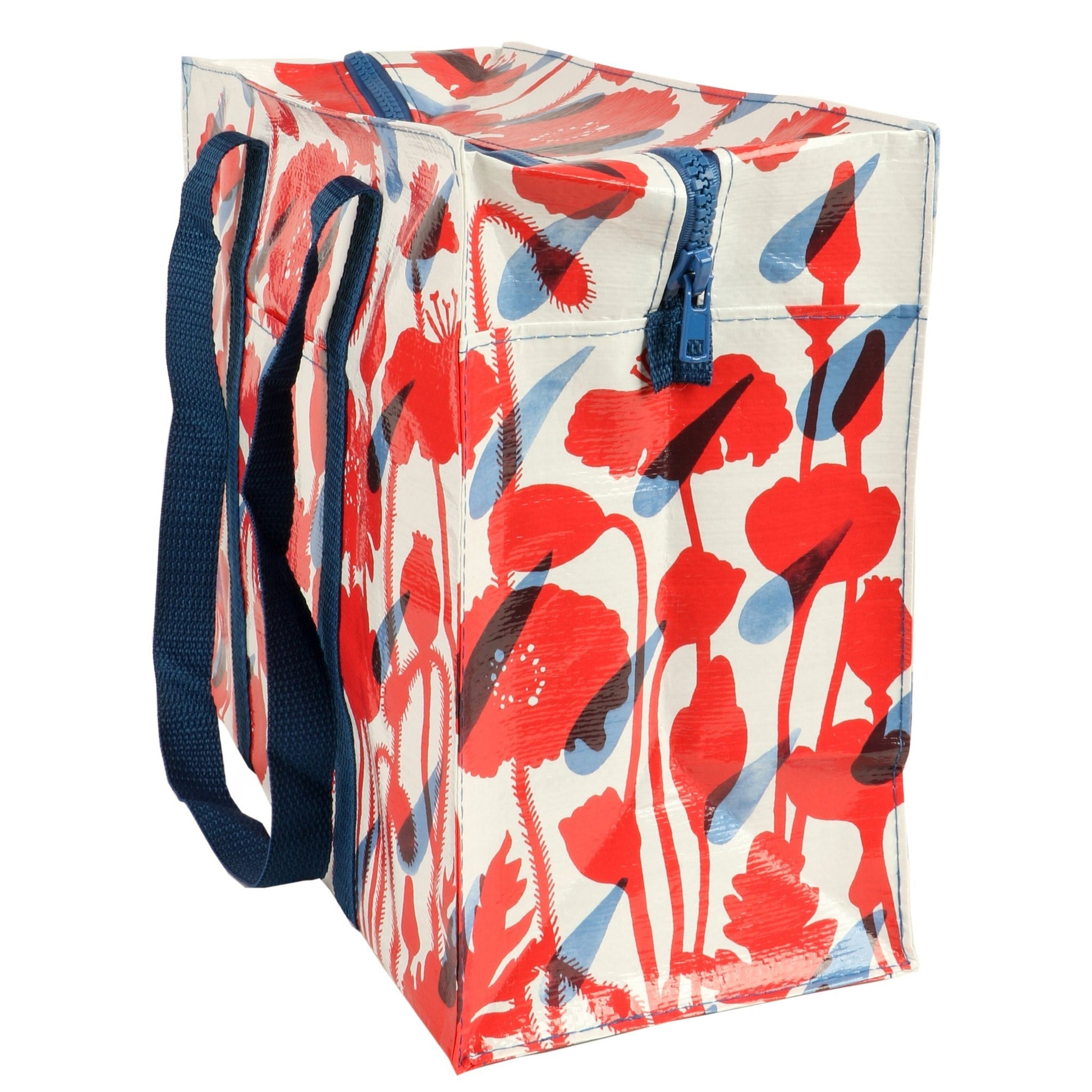 Flower Shower Shoulder Tote in Red and Blue