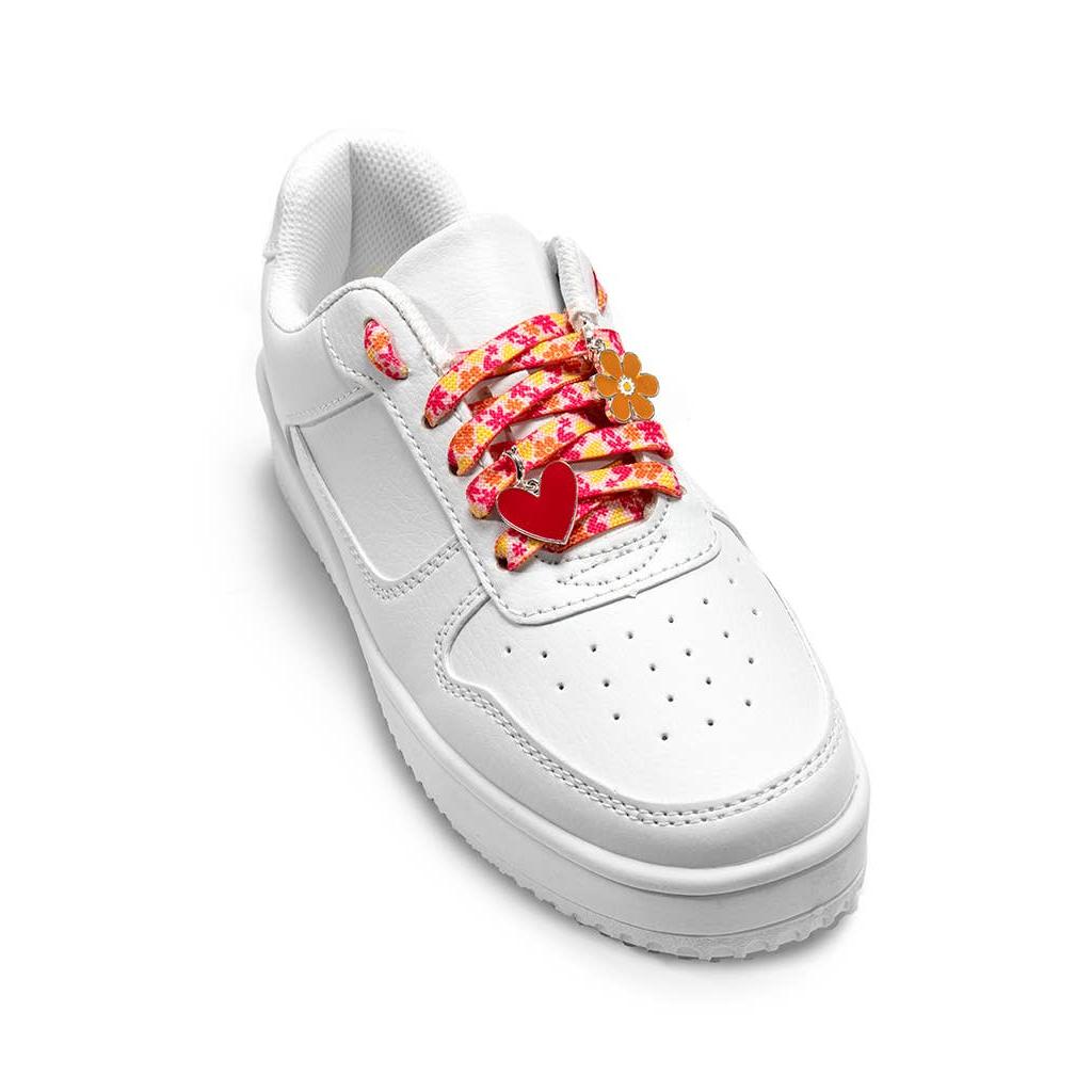 Flowers Shoelaces with Flower & Heart Charms | Shoestrings with Charms Set