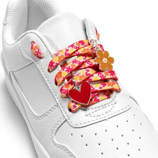 Flowers Shoelaces with Flower & Heart Charms | Shoestrings with Charms Set