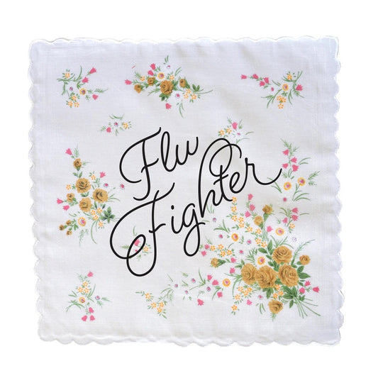 Flu Fighter Hankie Retro Floral Print Cotton Handkerchief