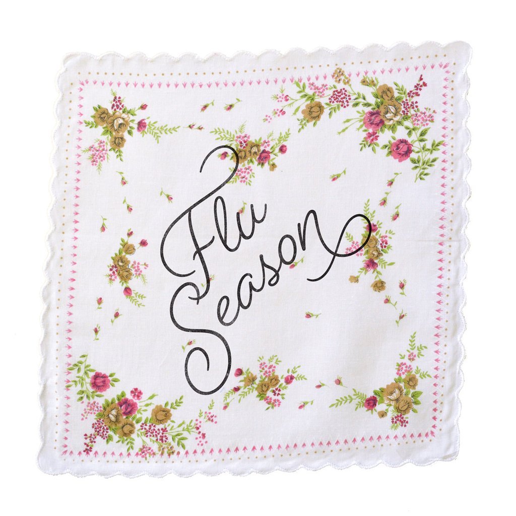Flu Season Hankie Retro Floral Print Cotton Handkerchief